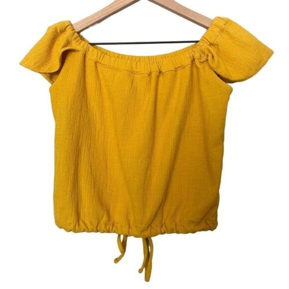 Madewell Texture & Thread XS Extra Small Mustard Yellow Cropped Crop Top Shirt - Picture 7 of 10